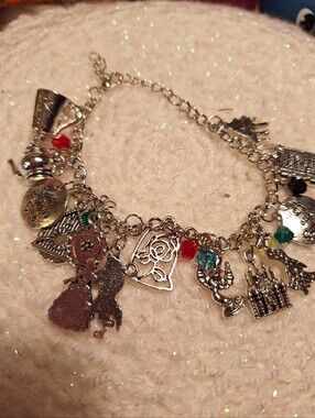 Beauty And The Beast Charm Bracelet 9" Long New